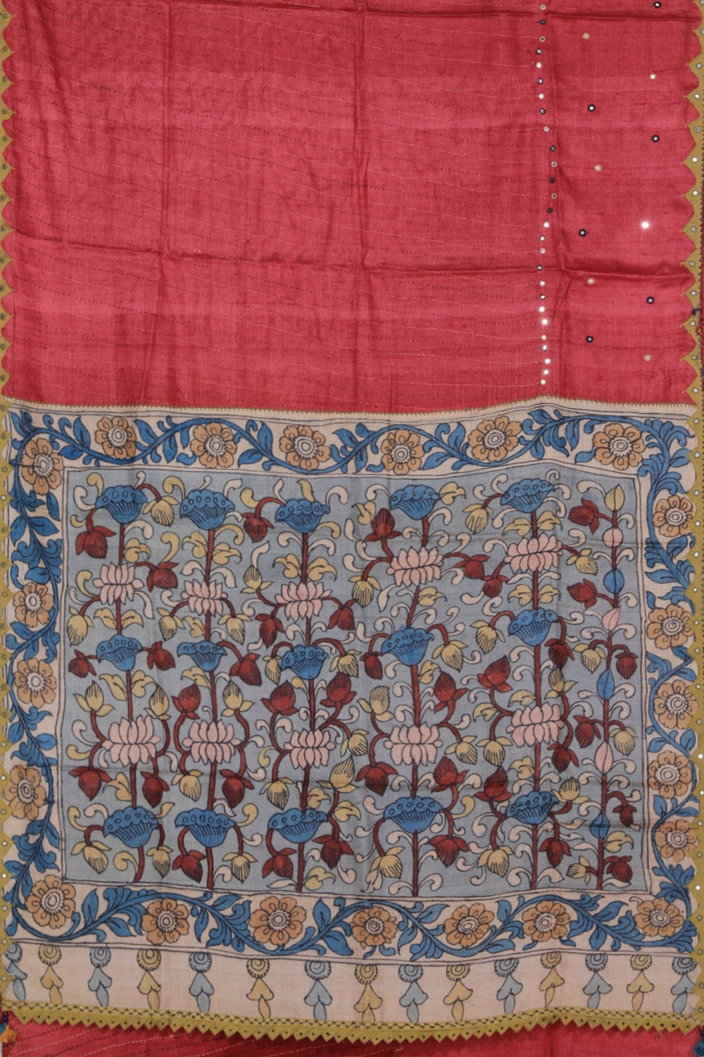 Collection of Tussar Silk Kantha Stitch Saree in a gallery layout