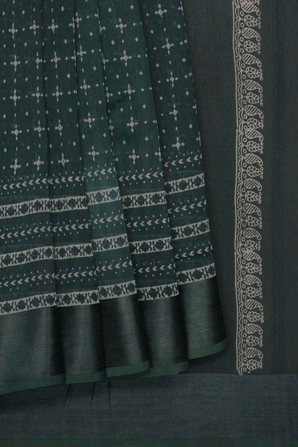 Image of Green Chanderi Silk Cotton Saree