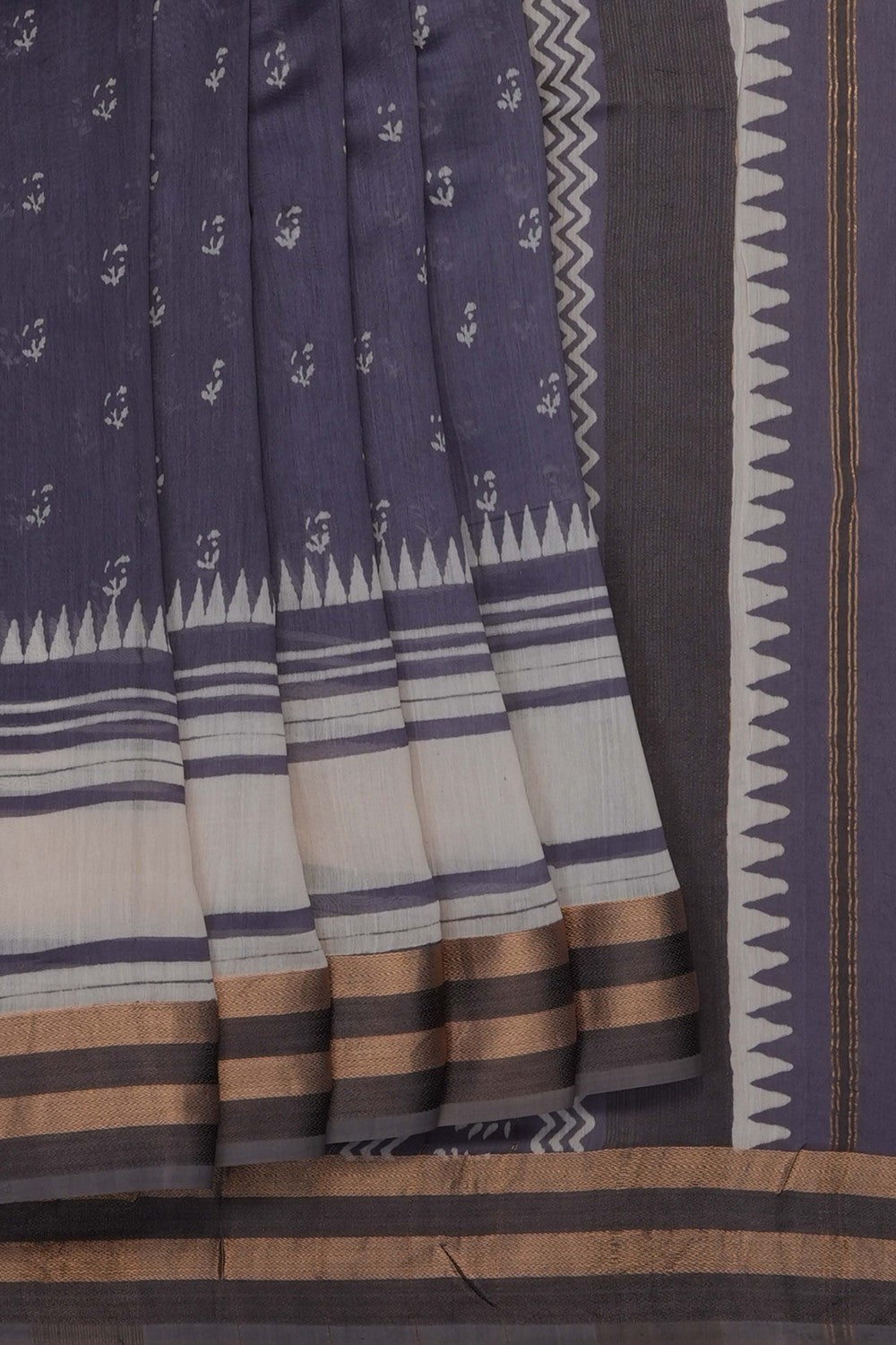 Image of Grey Chanderi Silk Cotton Saree