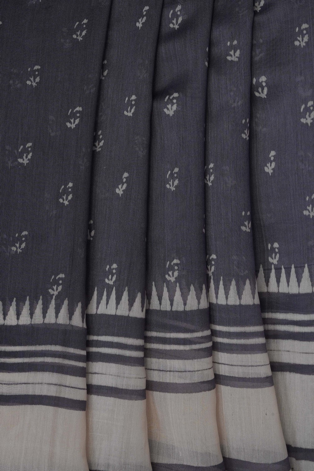 Image of Grey Chanderi Silk Cotton Saree