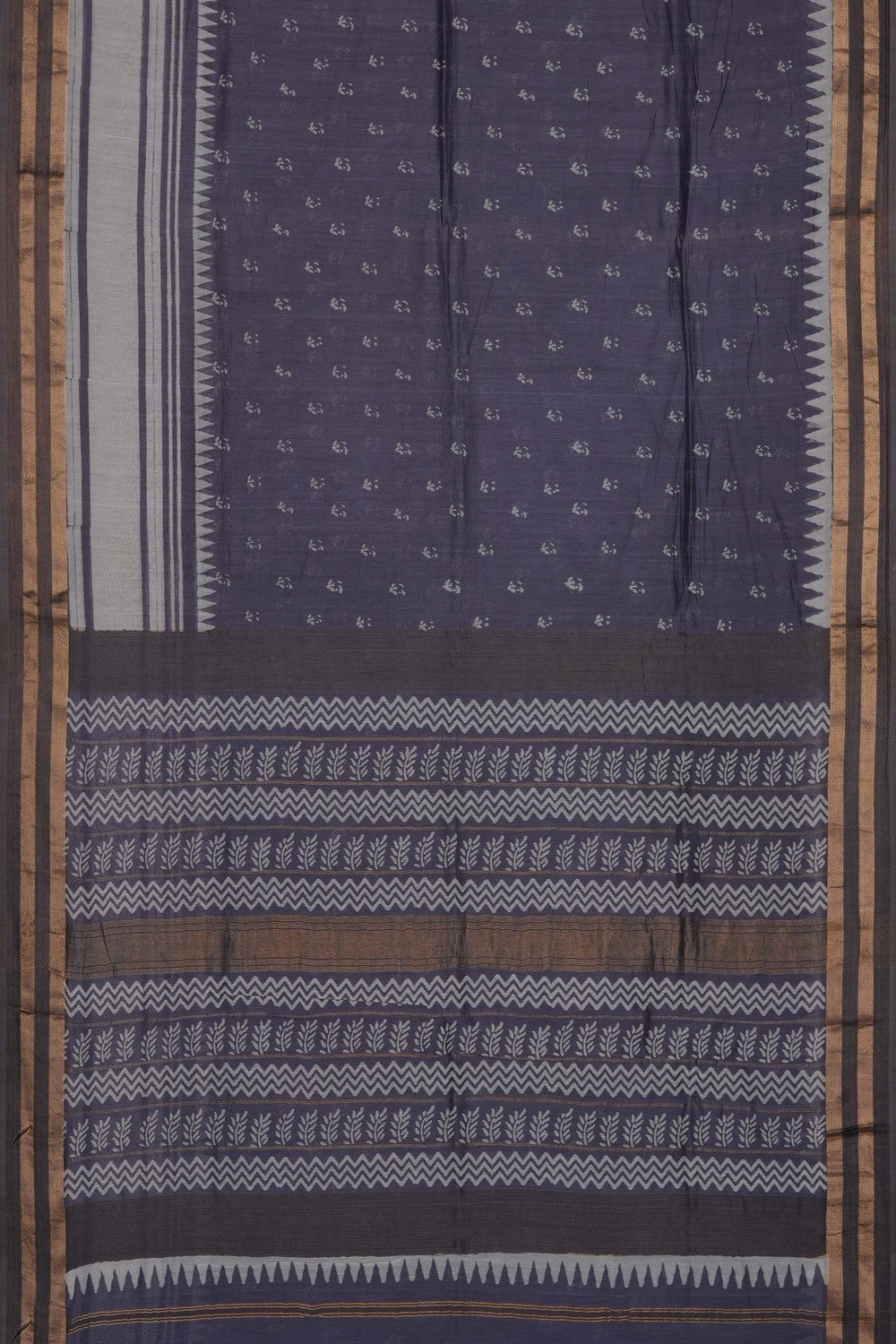 Image of Grey Chanderi Silk Cotton Saree