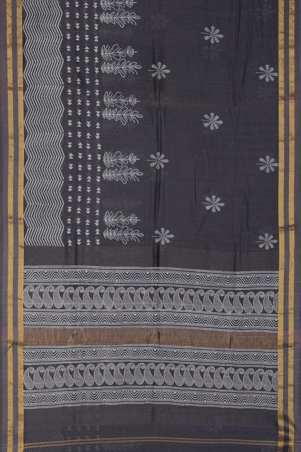 Image of Grey Chanderi Silk Cotton Saree