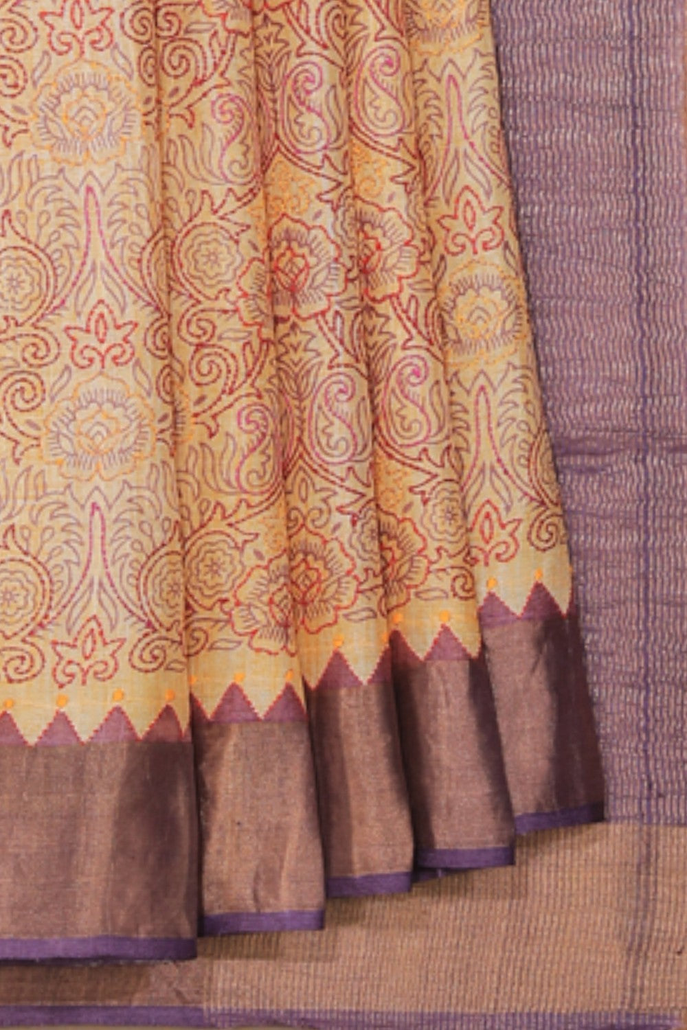 Collection of Tussar Silk Kantha Stitch Saree in a gallery layout