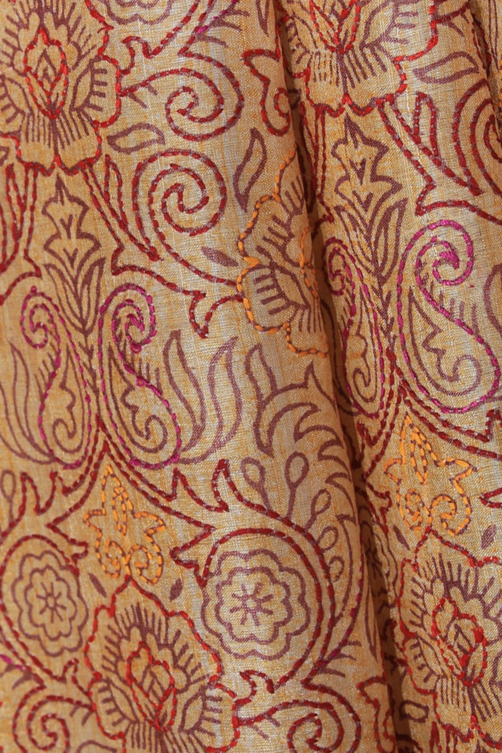 Image of Tussar Silk Kantha Stitch Saree