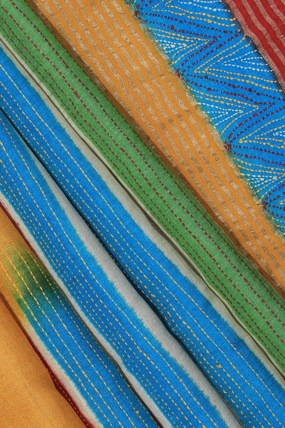 Image of Tussar Silk Kantha Stitch Saree