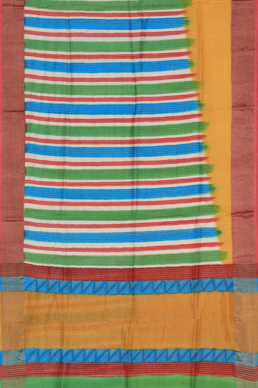 Image of Tussar Silk Kantha Stitch Saree