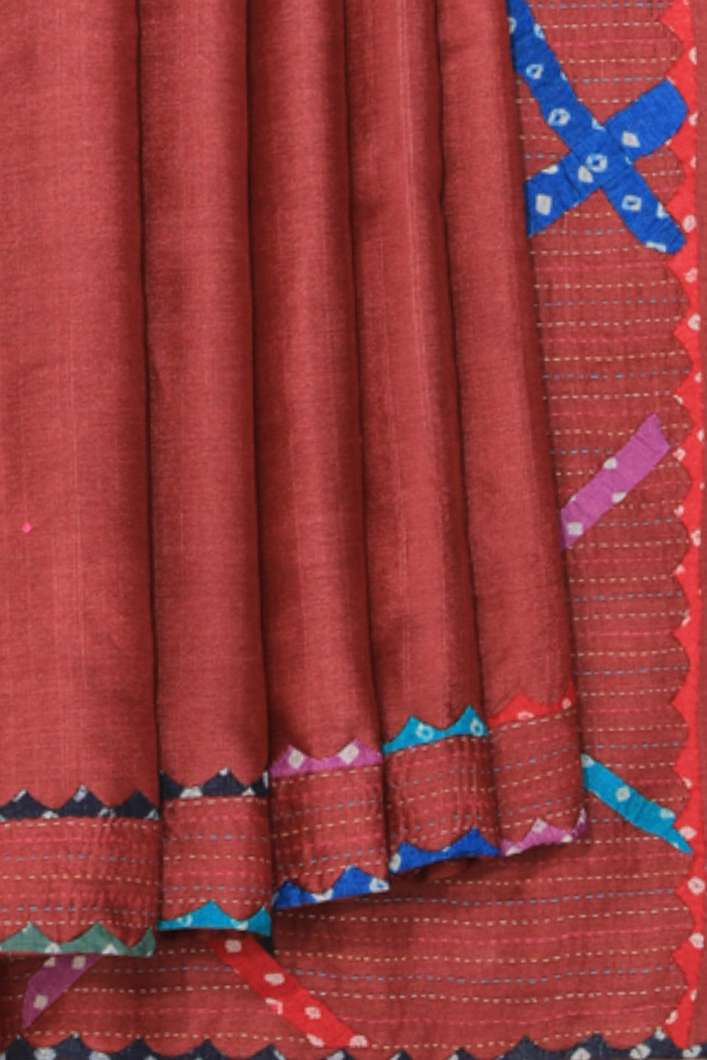 Collection of Tussar Silk Kantha Stitch Saree in a gallery layout