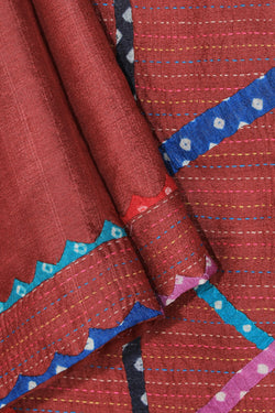 Collection of Tussar Silk Kantha Stitch Saree in a gallery layout