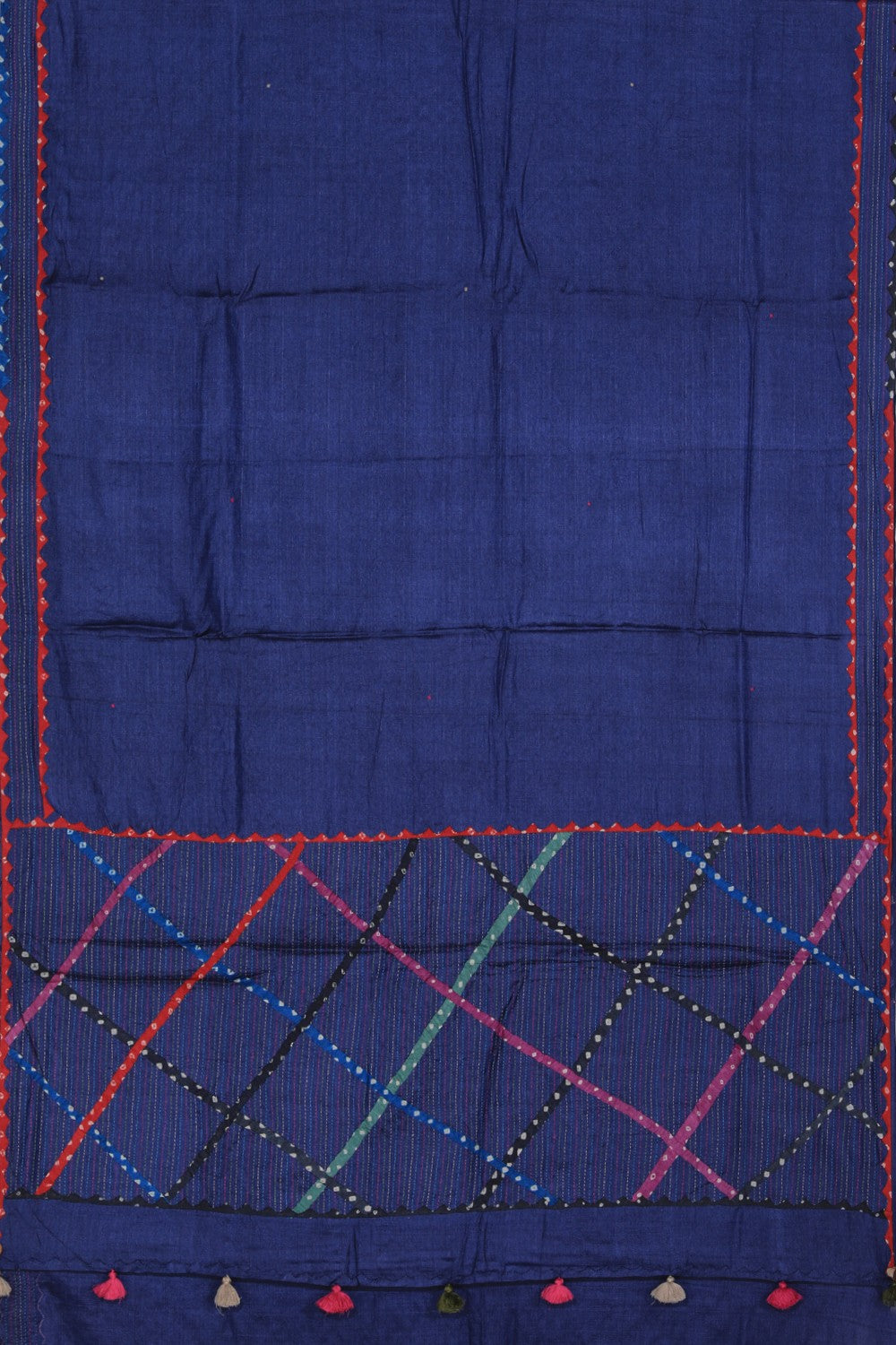 Image of Tussar Silk Kantha Stitch Saree