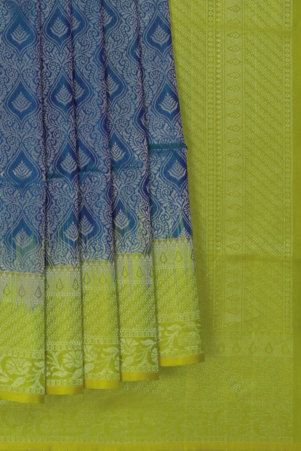 Image of Blue South Silk Brocade Saree