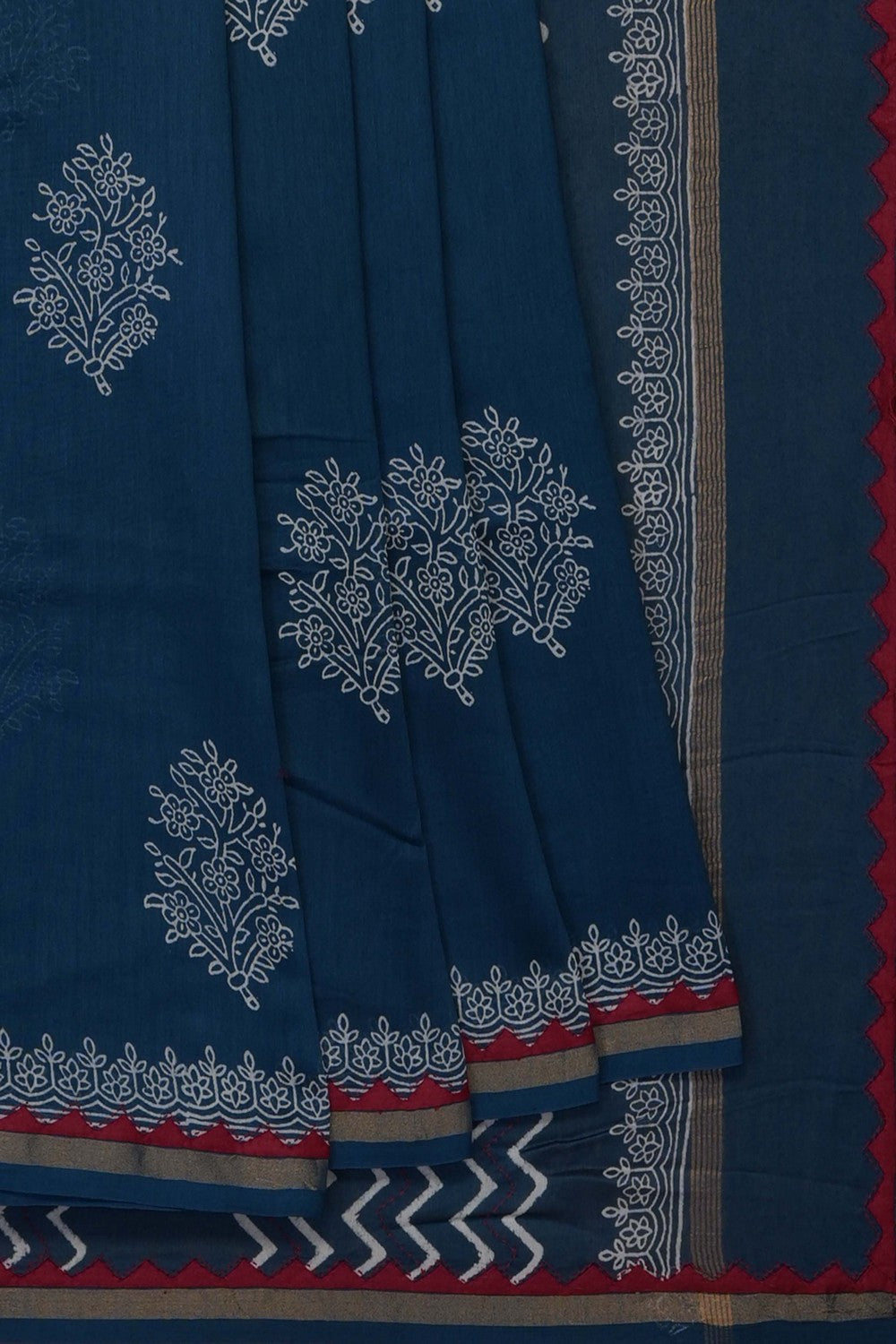 Image of Blue Chanderi Silk Cotton Saree