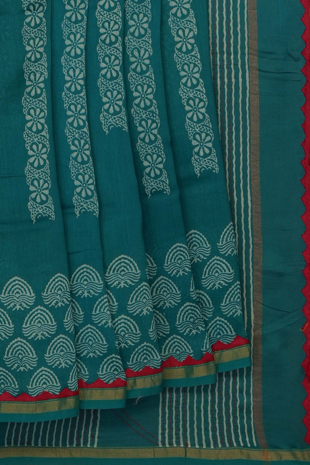 Image of Green Chanderi Silk Cotton Saree