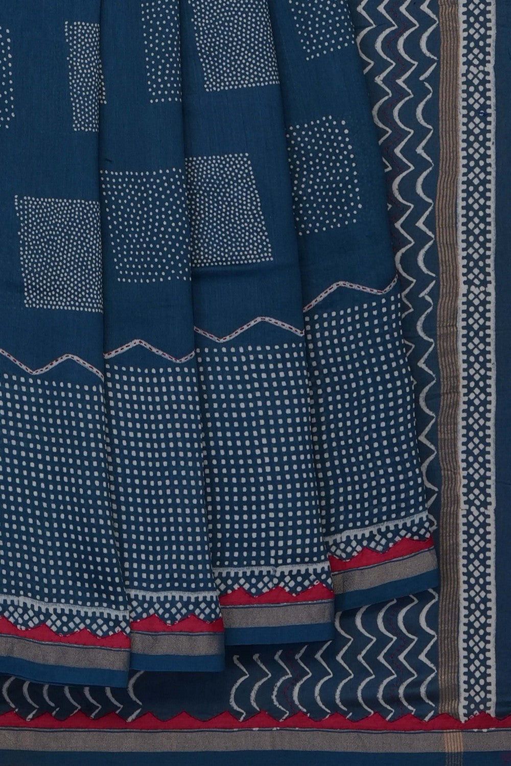 Image of Blue Chanderi Silk Cotton Saree