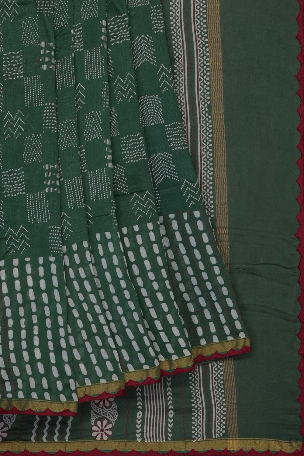 Image of Green Chanderi Silk Cotton Saree