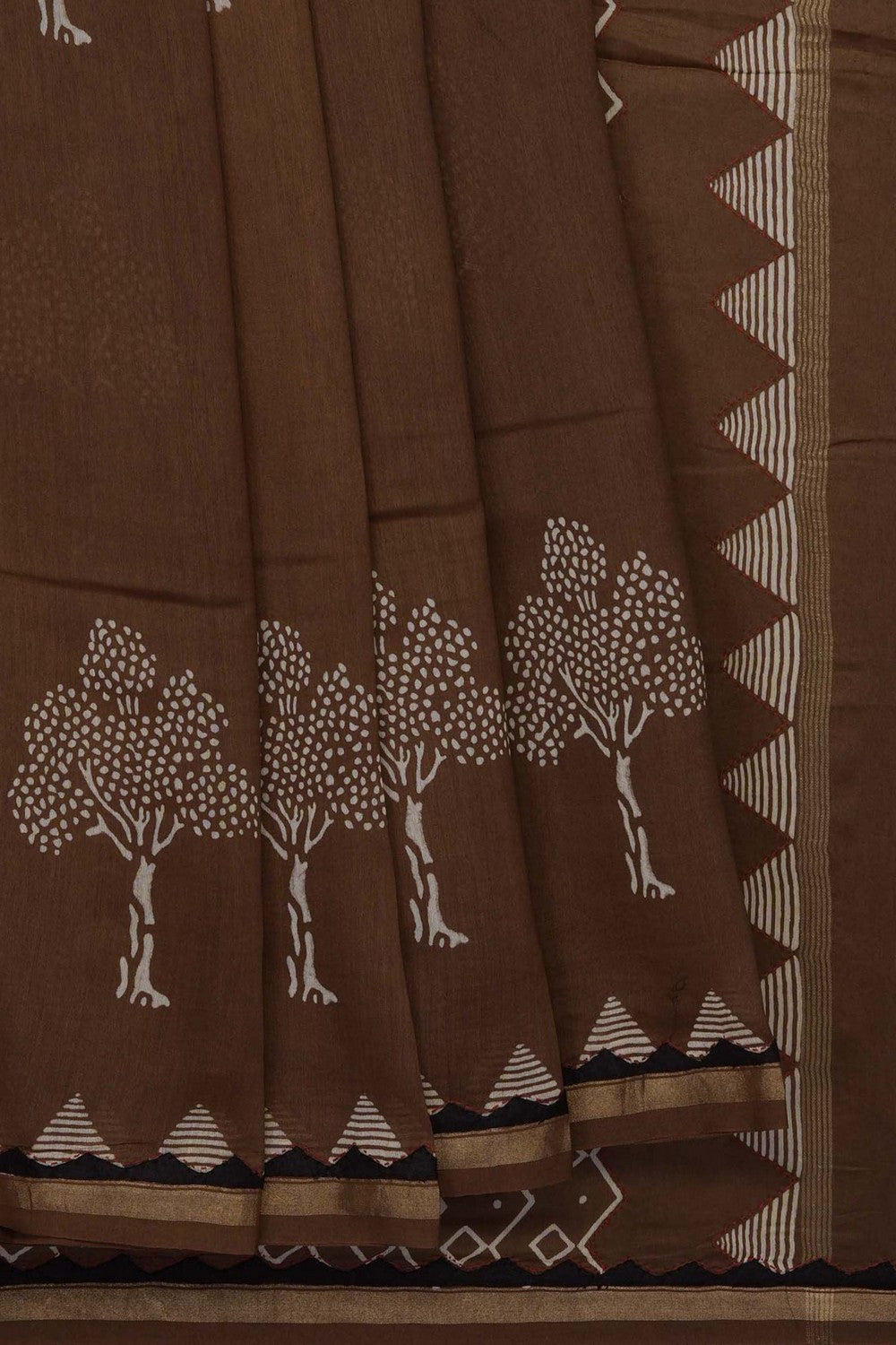 Image of Brown Chanderi Silk Cotton Saree