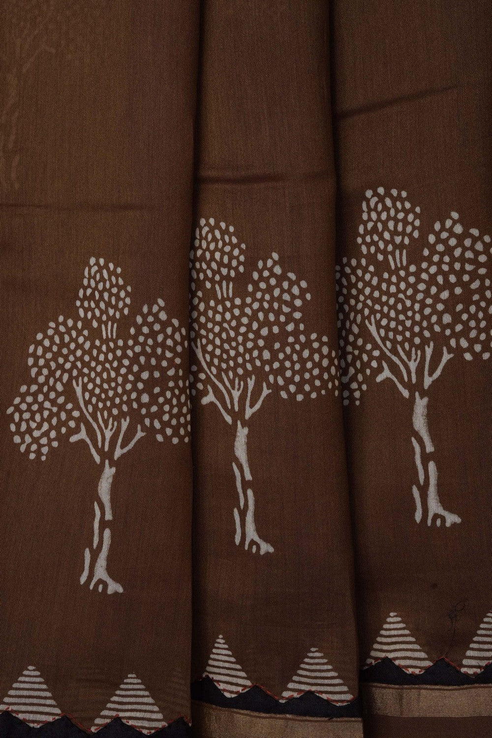 Image of Brown Chanderi Silk Cotton Saree