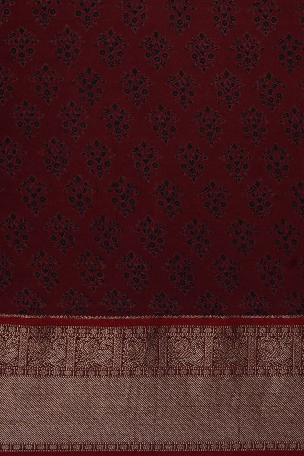 Image of Maroon Ajrakh Printed Saree