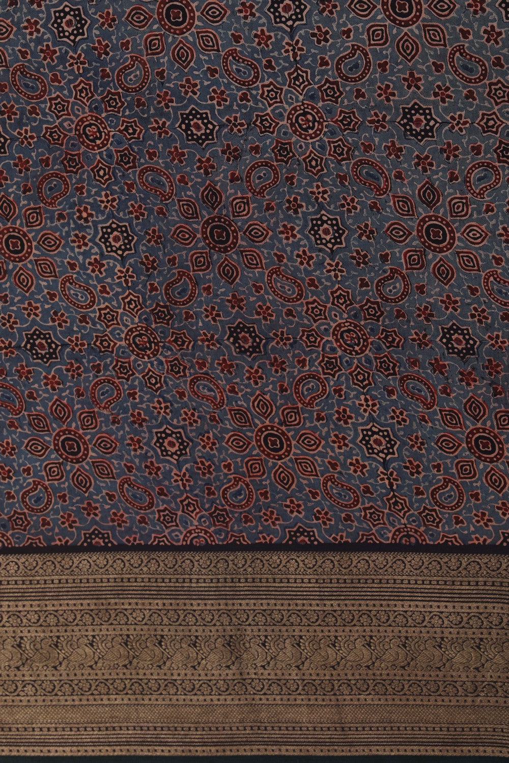 Image of Ajrakh Prints Crepe Silk Saree