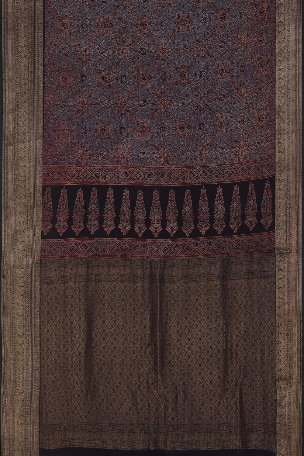 Image of Ajrakh Prints Crepe Silk Saree