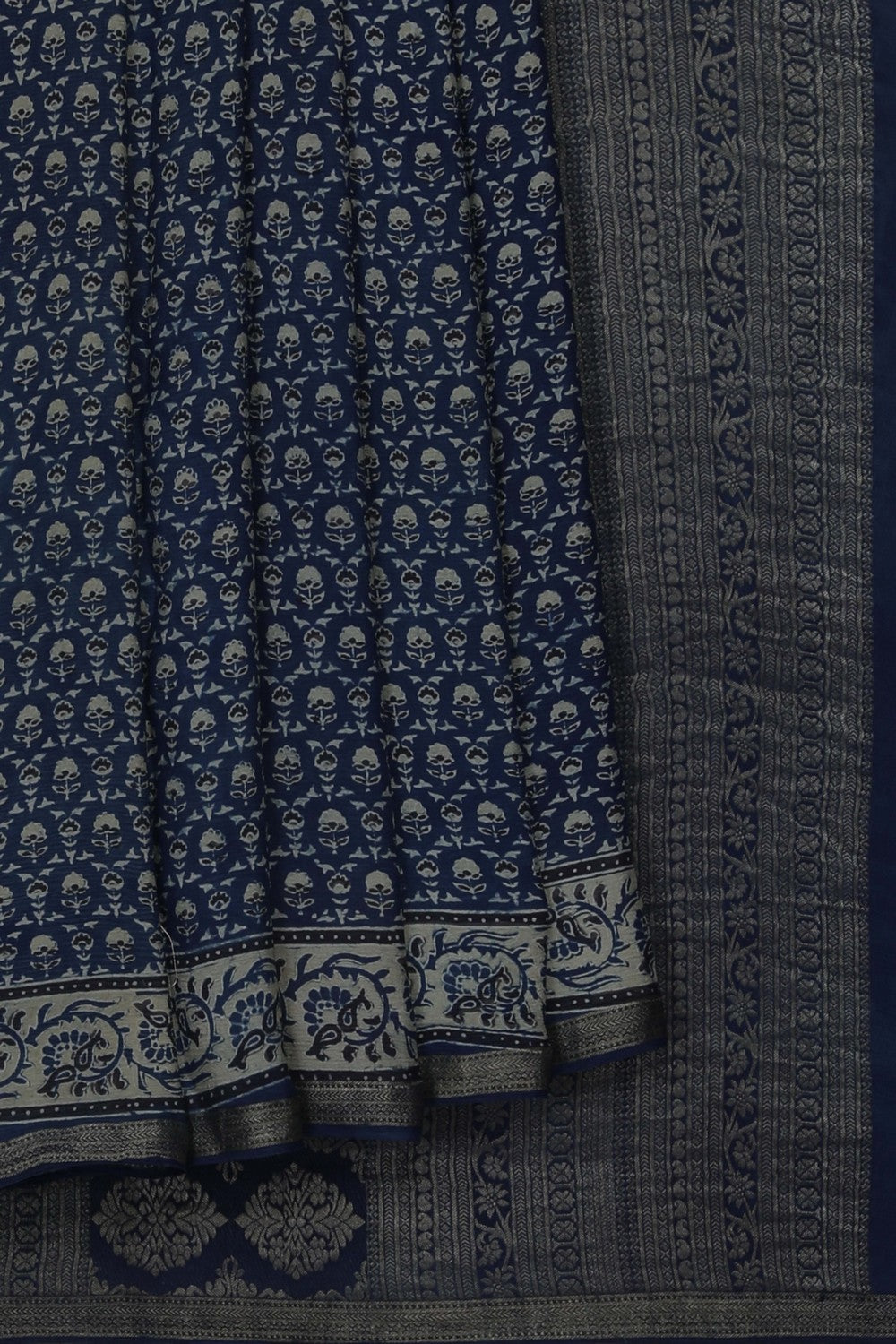 Image of Ajrakh Printed Silk Saree