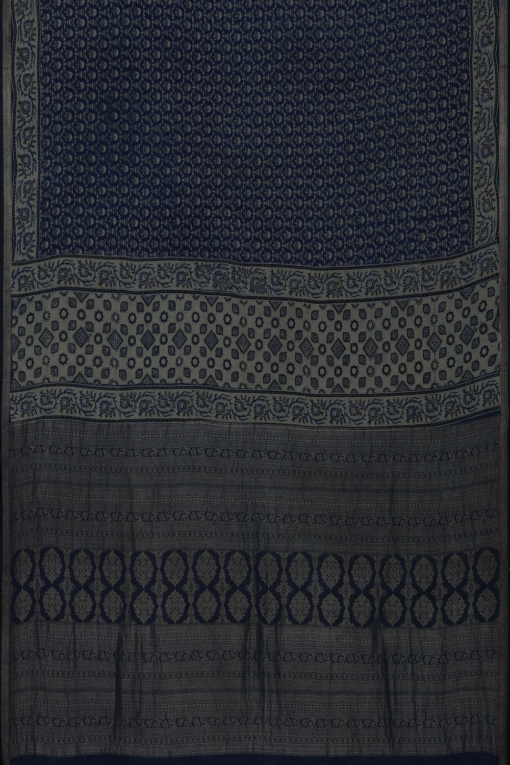 Image of Ajrakh Printed Silk Saree