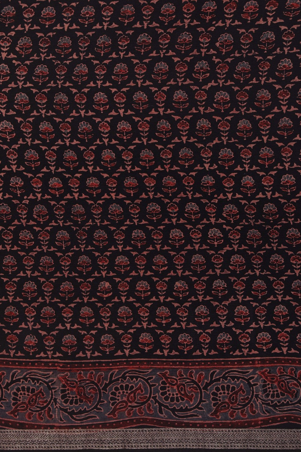 Image of Ajrakh Prints Crepe Silk Saree