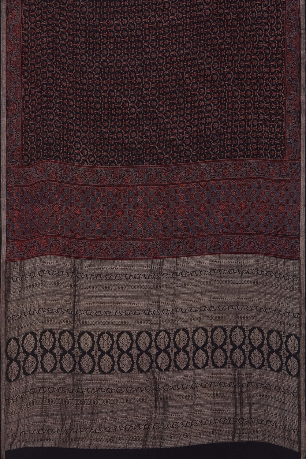 Image of Ajrakh Prints Crepe Silk Saree