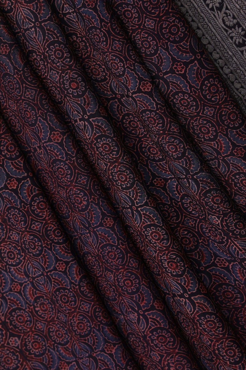 Image of Ajrakh Printed Silk Saree