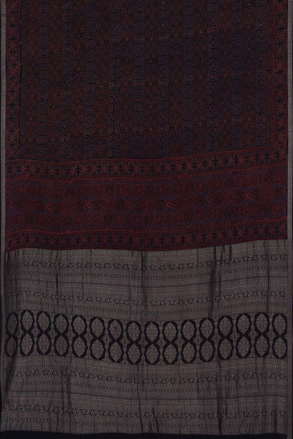 Image of Ajrakh Printed Silk Saree