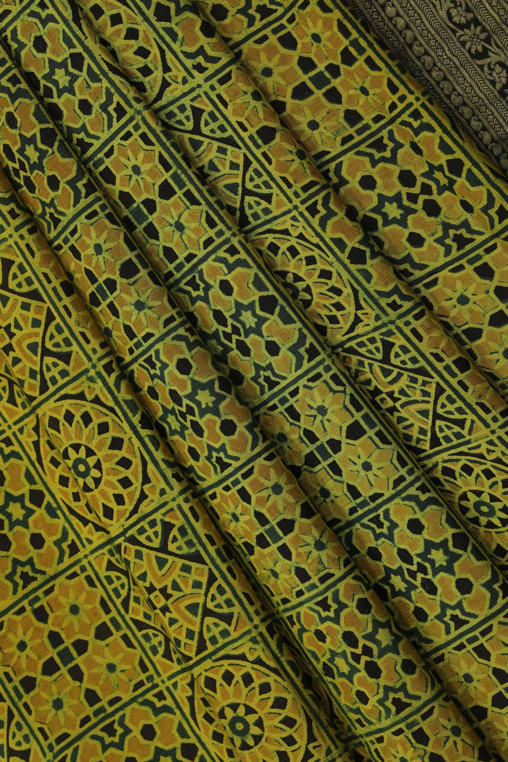 Image of Ajrakh Printed Silk Saree