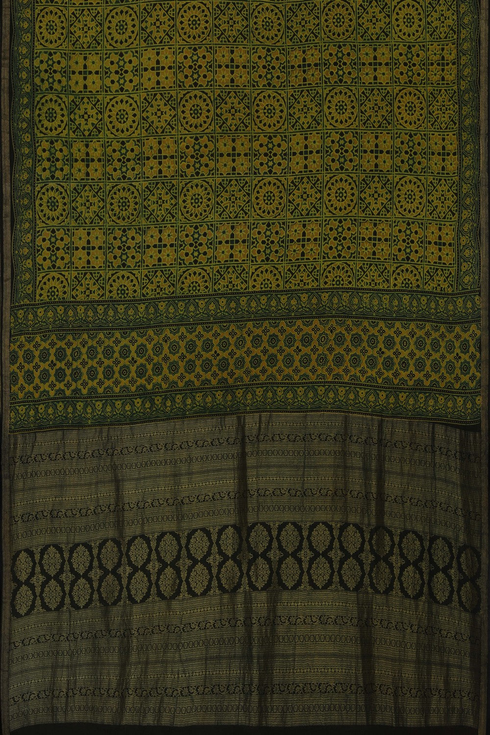 Image of Ajrakh Printed Silk Saree