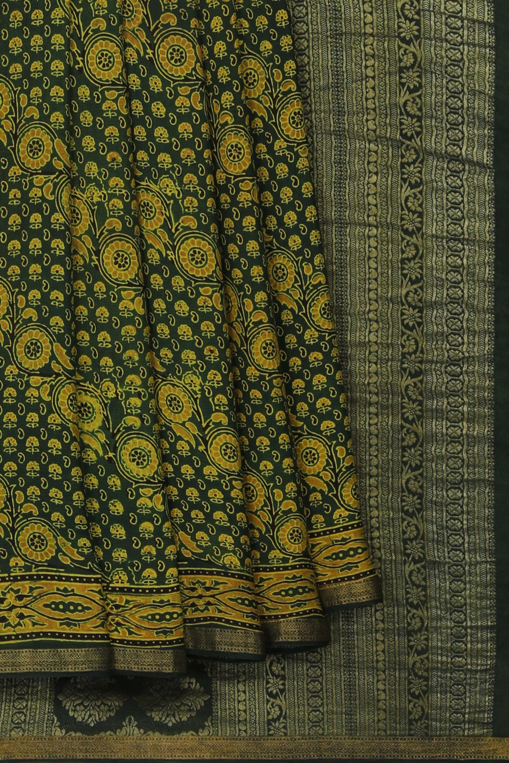 Image of Ajrakh Printed Silk Saree