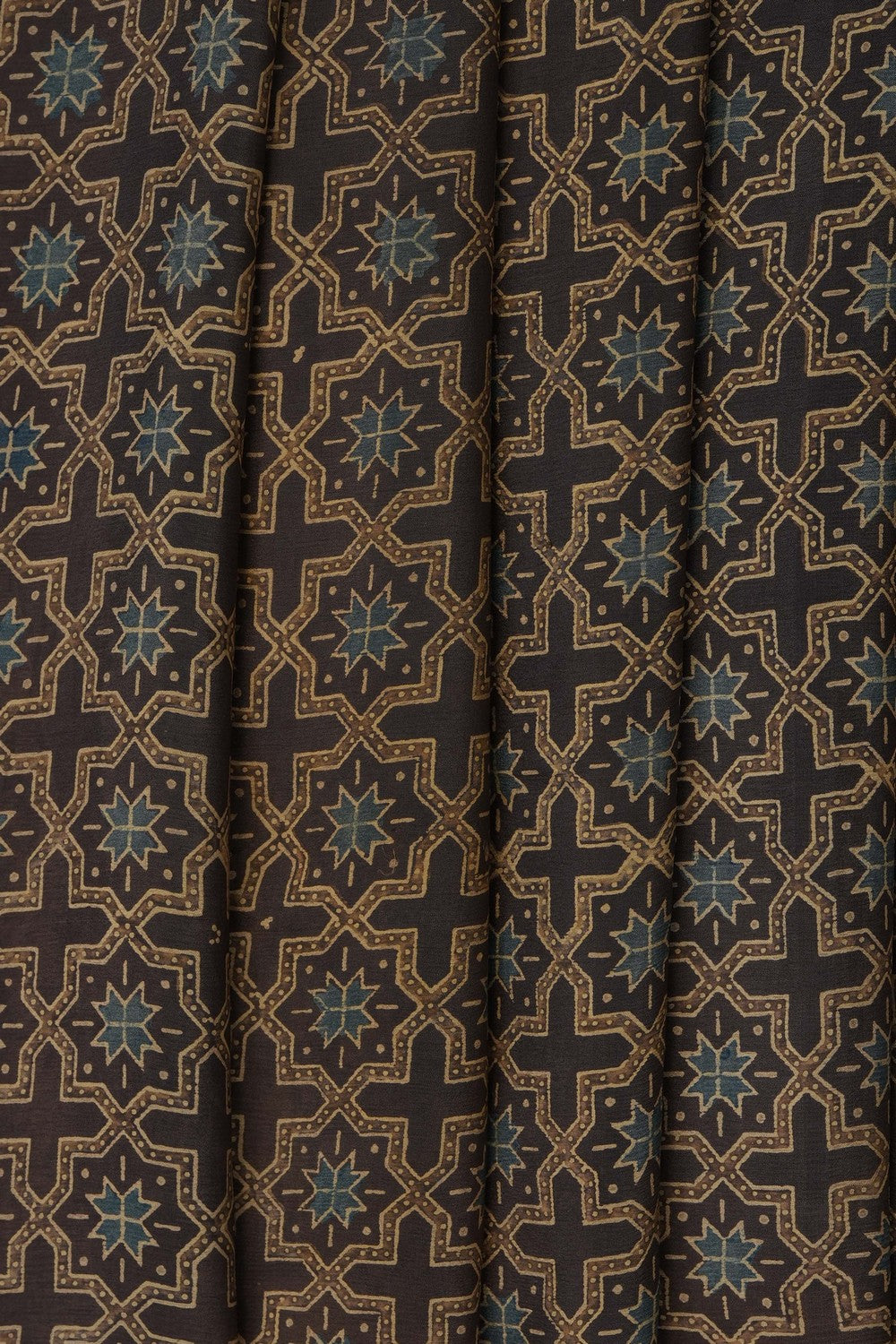 Image of Ajrakh Printed Silk Saree