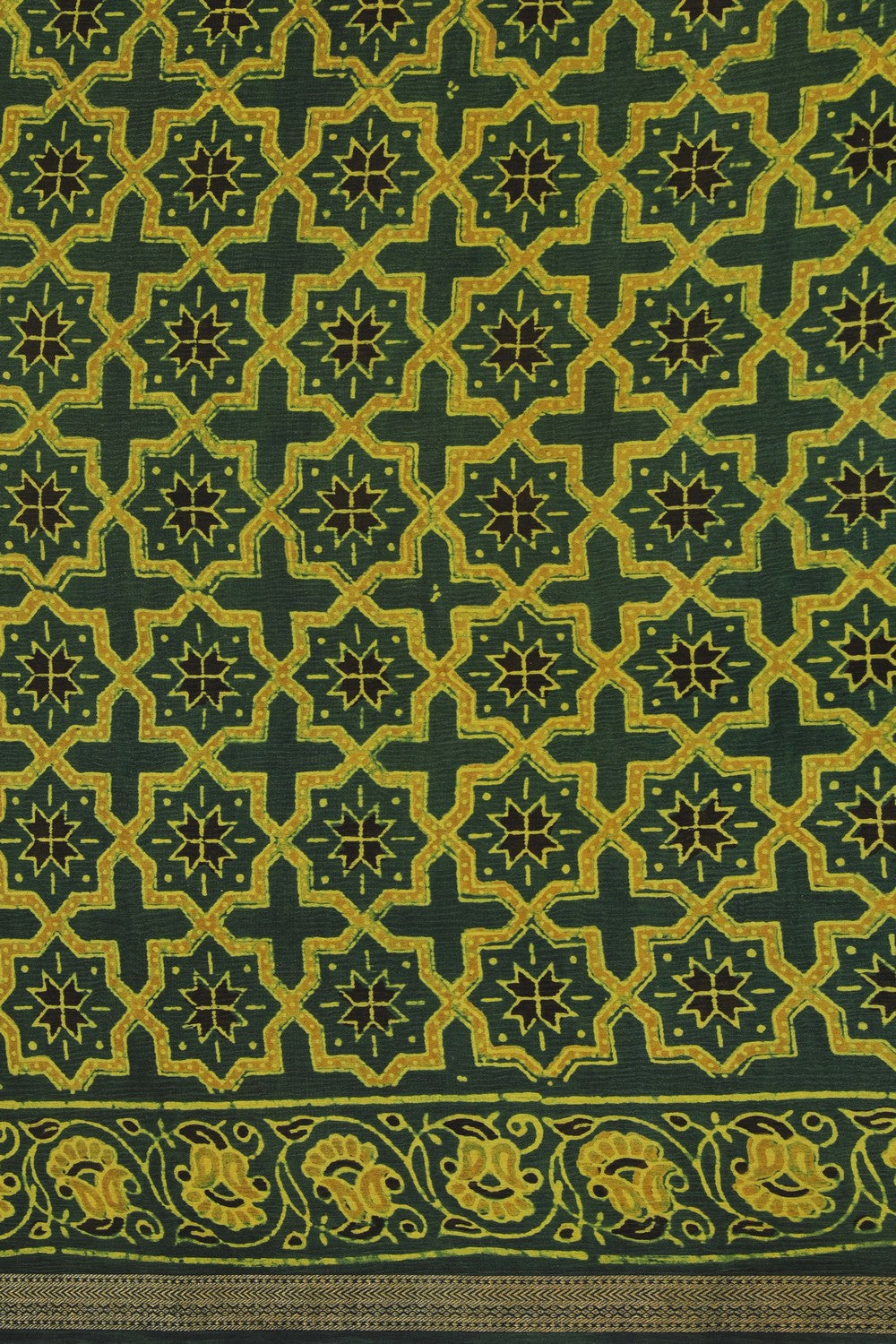 Image of Ajrakh Prints Crepe Silk Saree