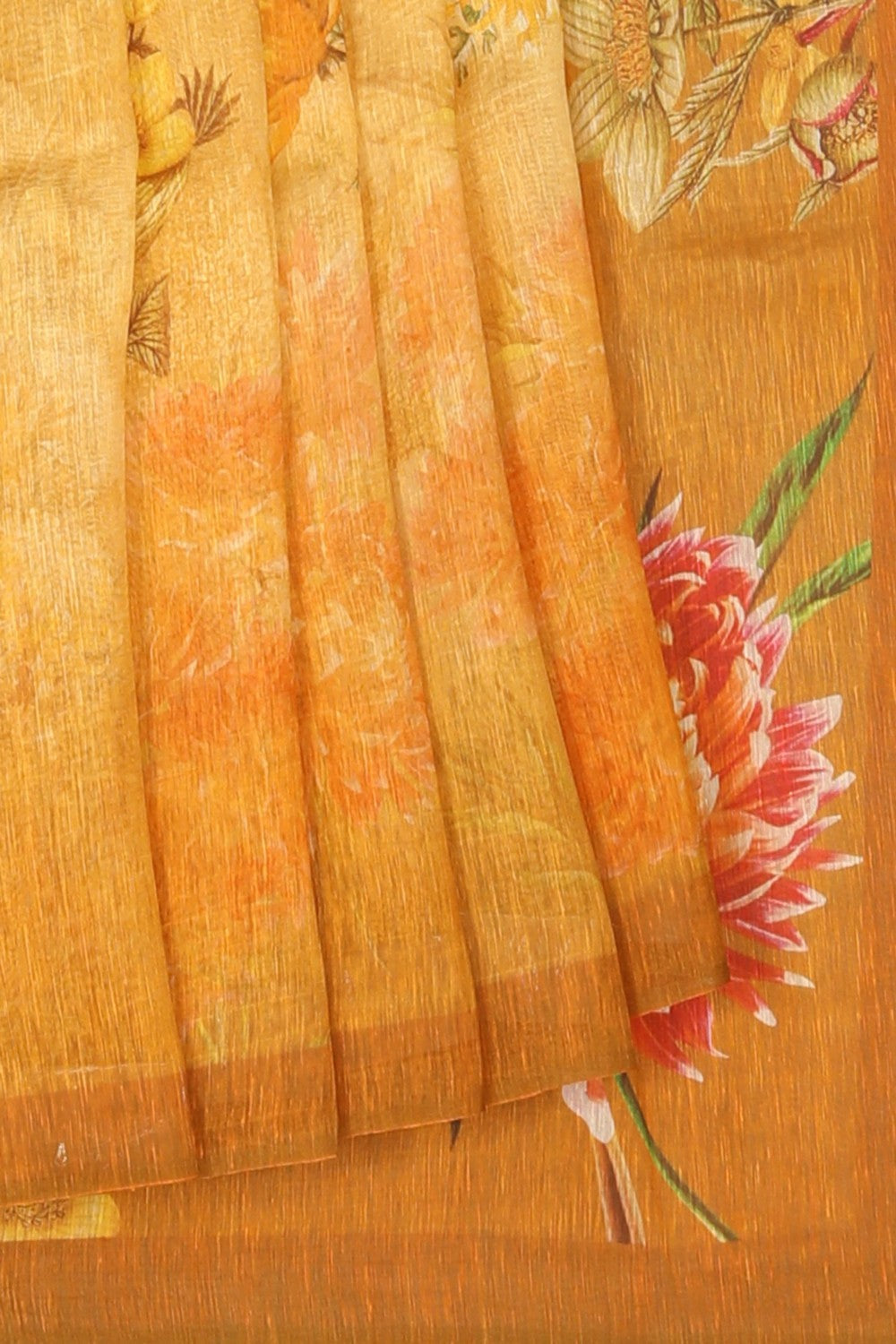 Image of A Floral Print Linen Sare