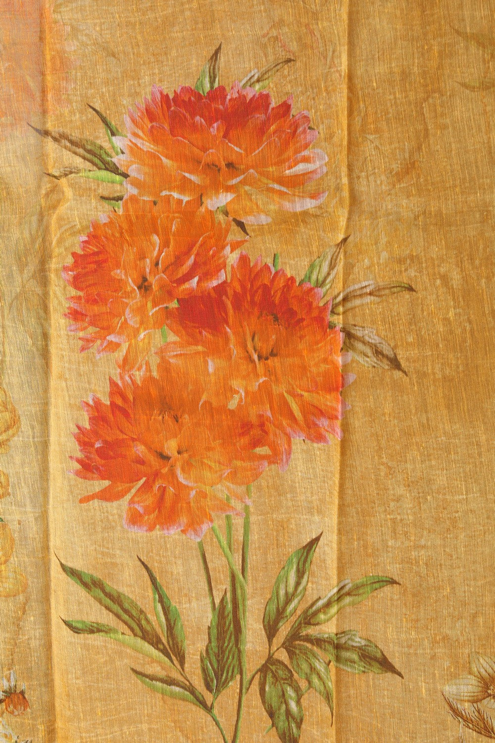 Image of A Floral Print Linen Sare