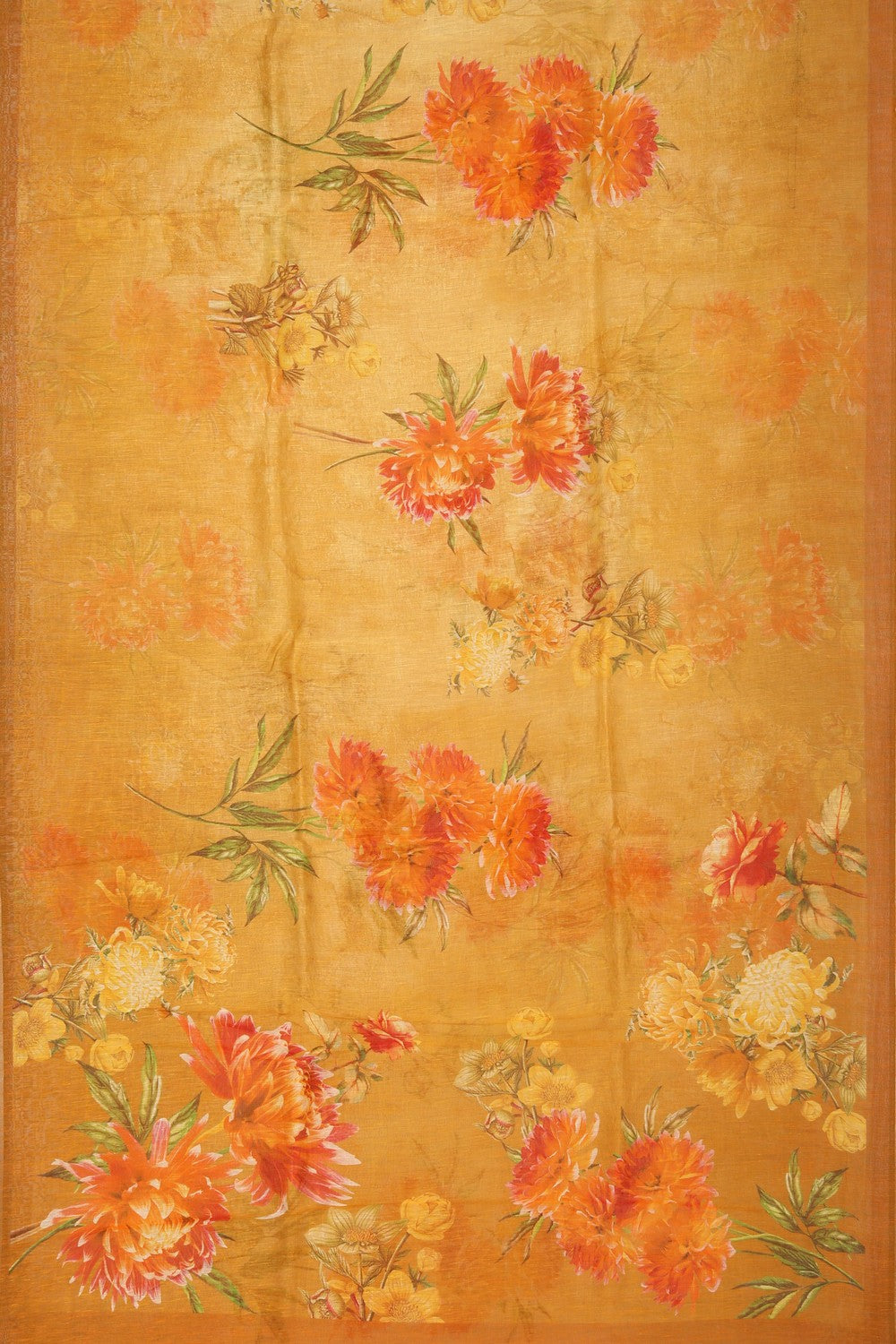 Image of A Floral Print Linen Sare