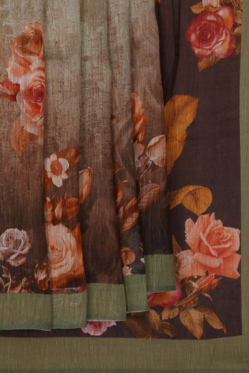 Image of A Floral Print Linen Sare