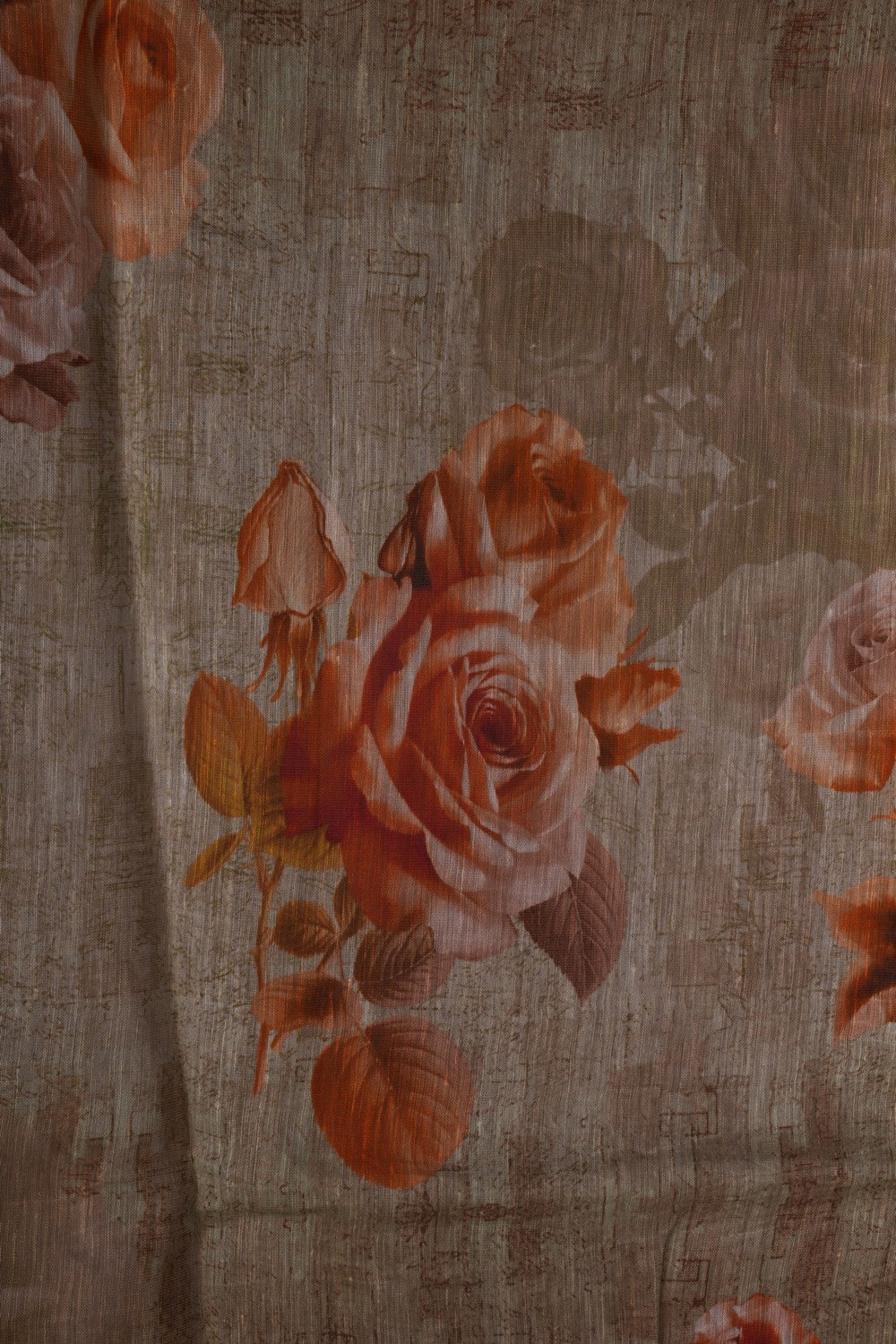 Image of A Floral Print Linen Sare
