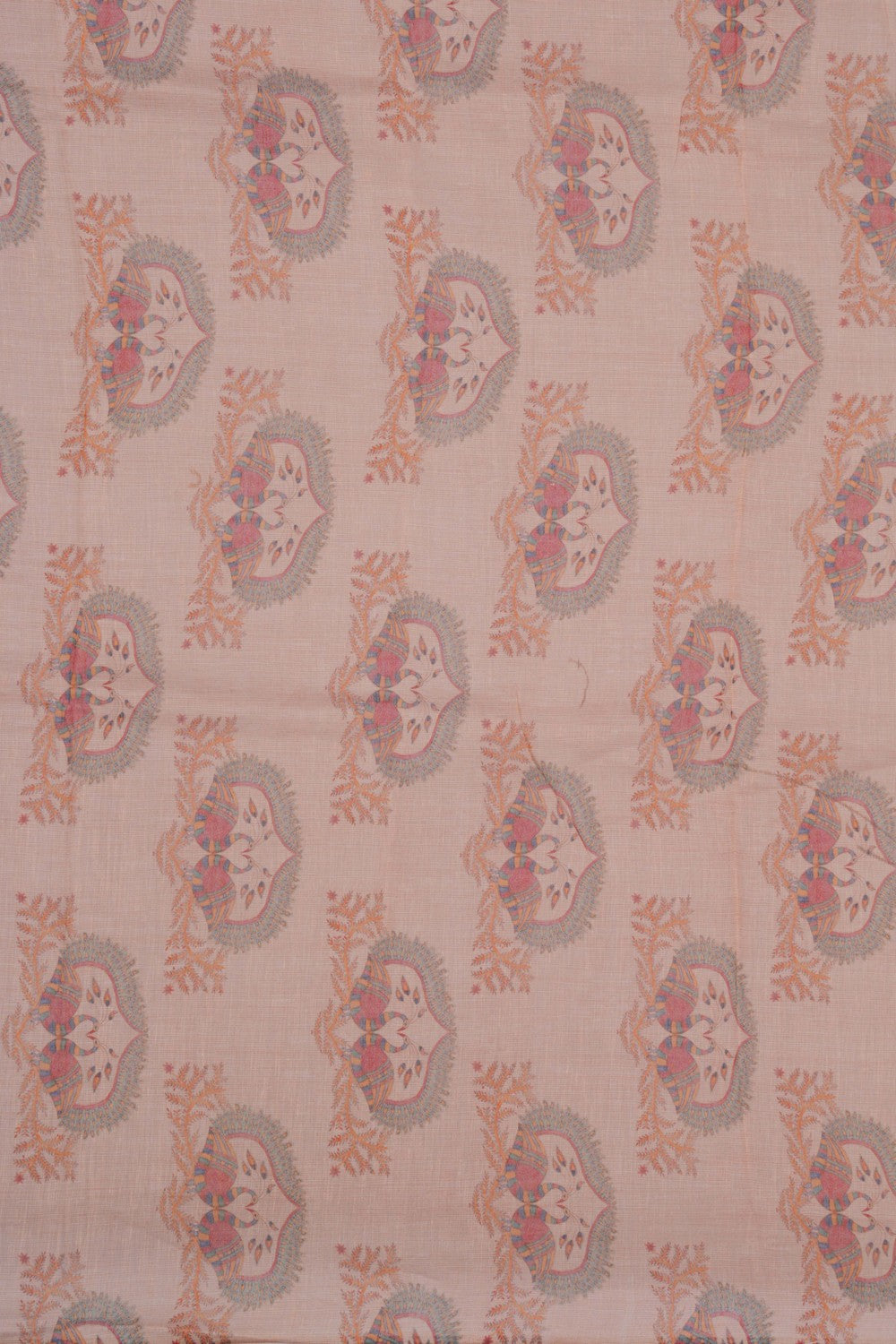 Image of A Madhubani Print Linen Sare