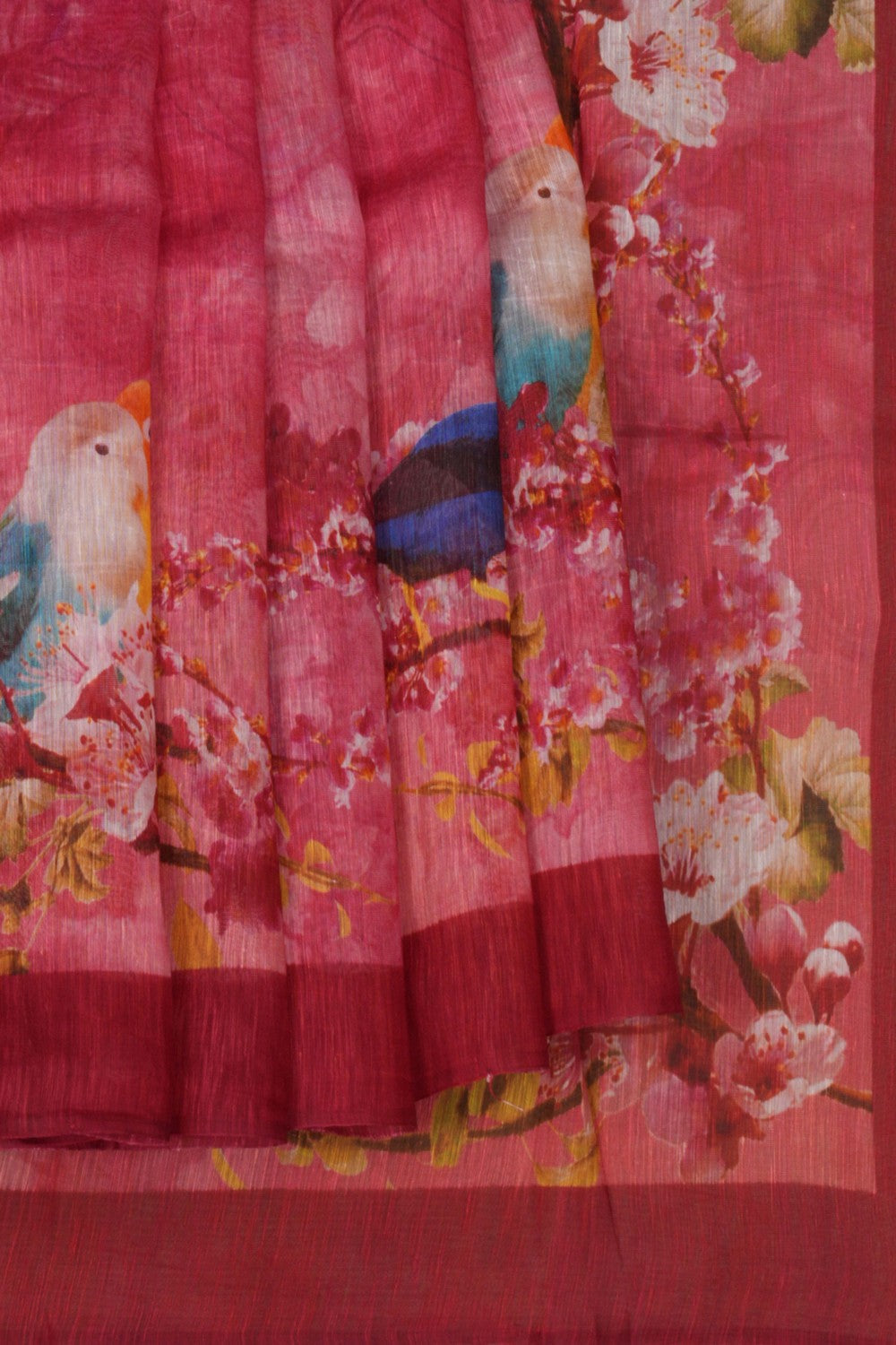 Image of A Floral Print Linen Sare