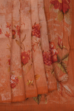 Image of A Floral Print Linen Sare