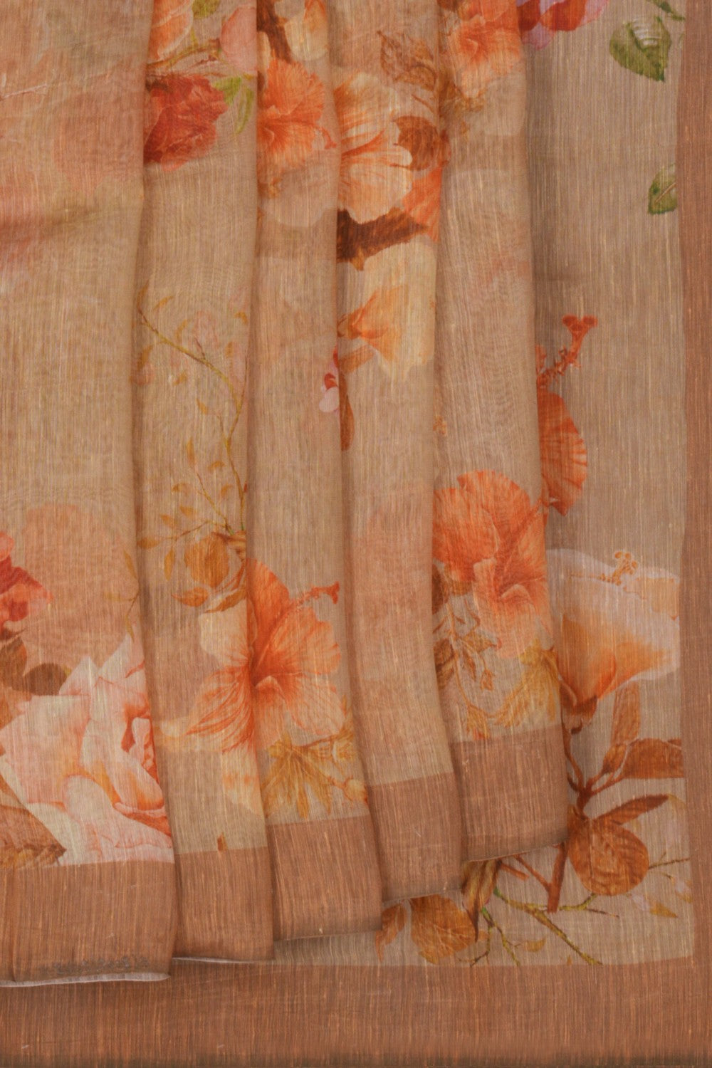 Image of A Floral Print Linen Sare