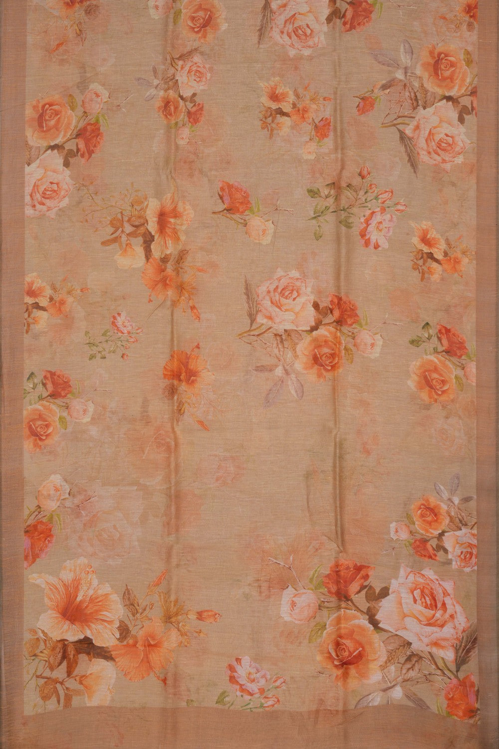 Image of A Floral Print Linen Sare