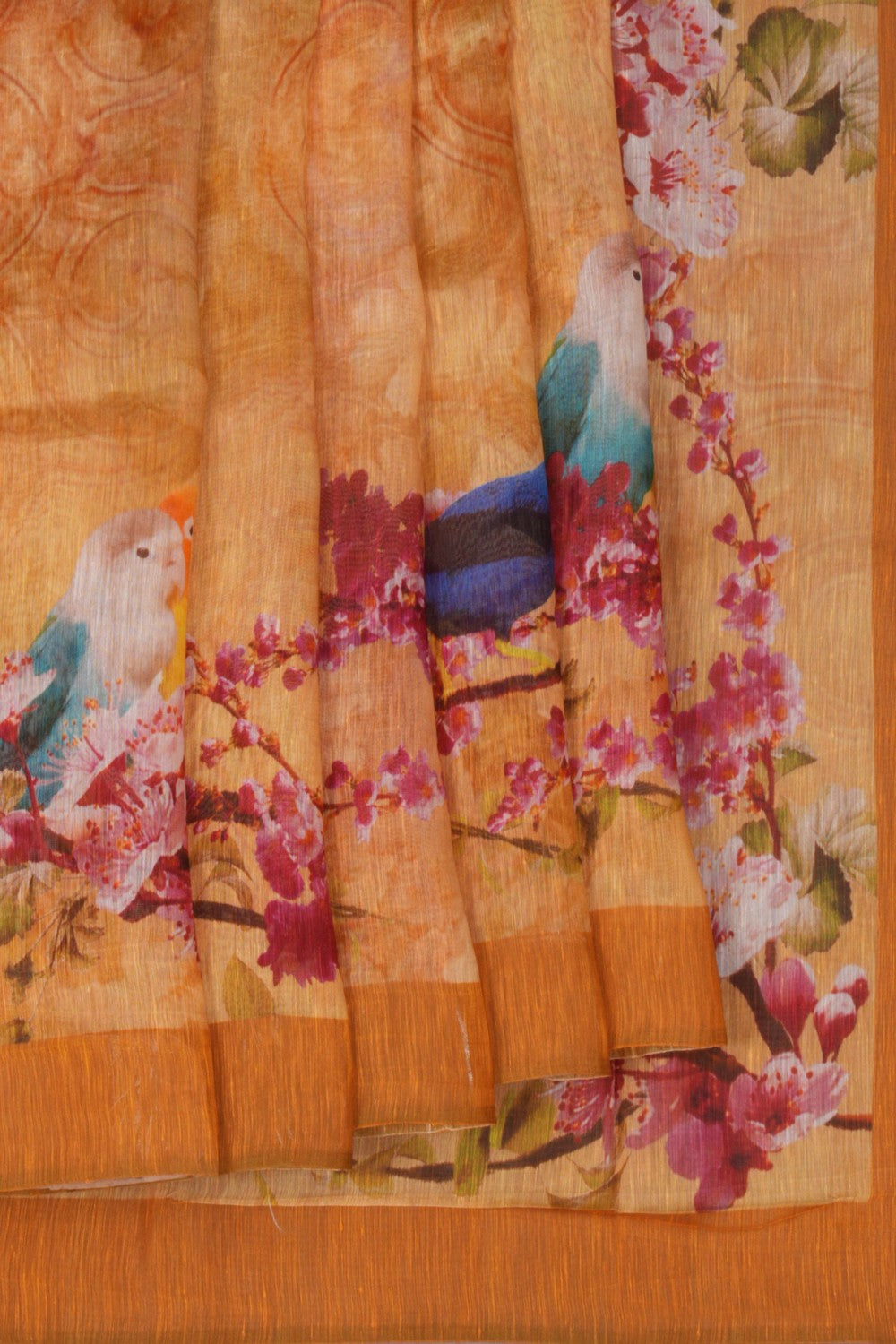 Image of A Floral Print Linen Sare