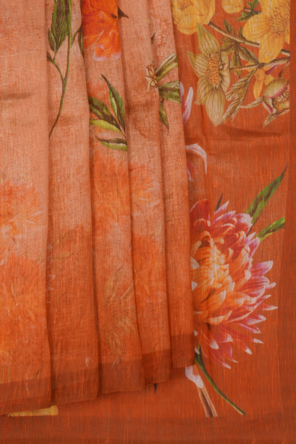 Image of A Floral Print Linen Sare