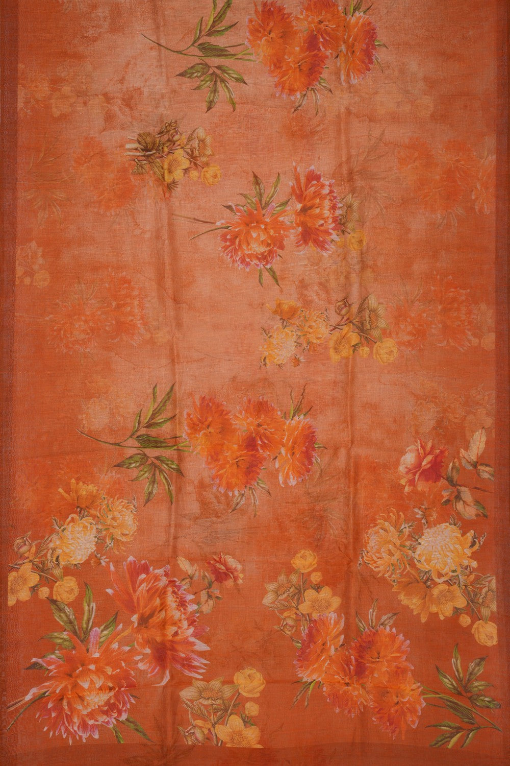 Image of A Floral Print Linen Sare