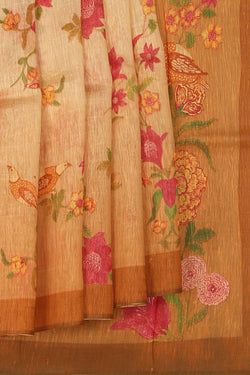 Image of A Floral Print Linen Sare