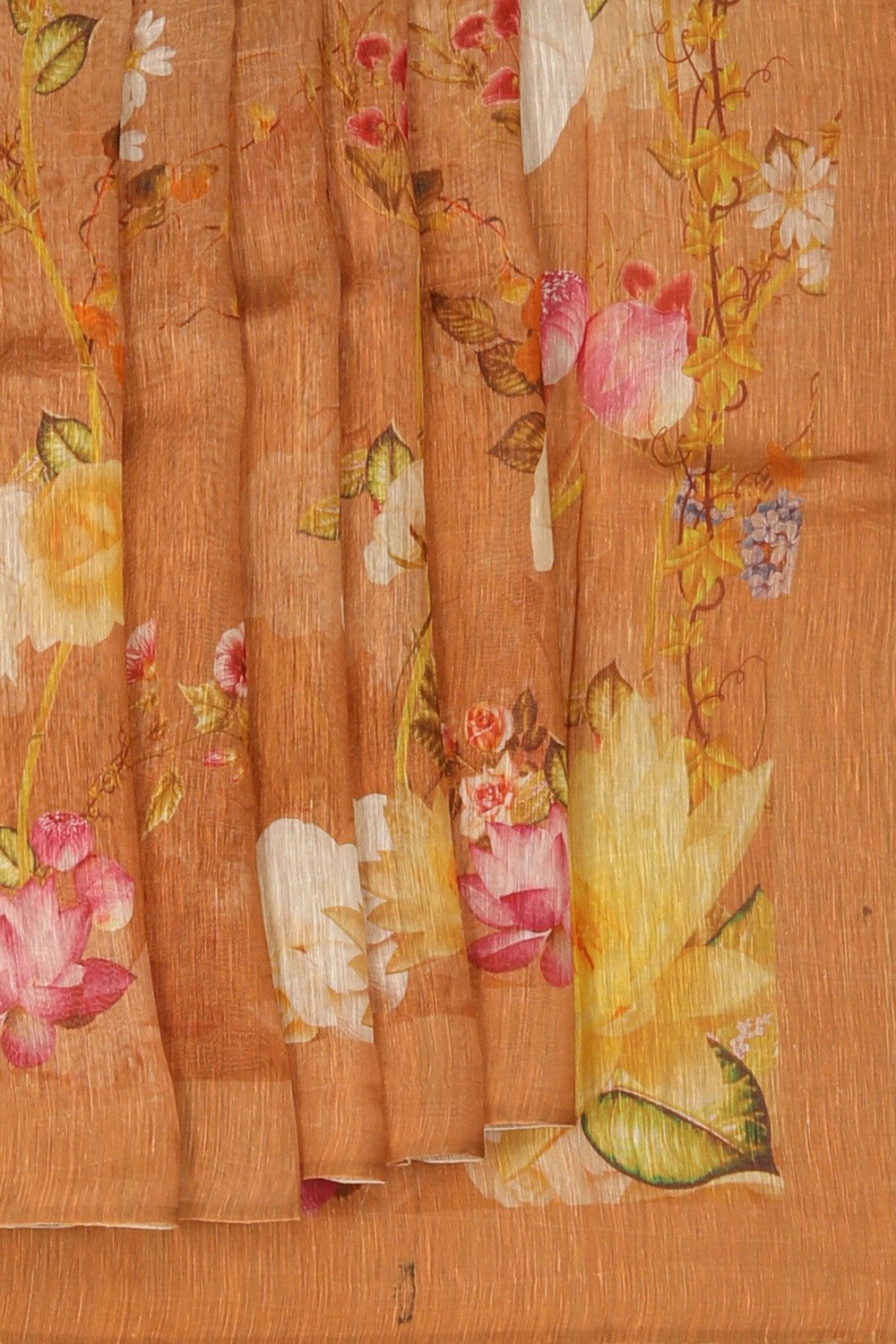 Image of A Floral Print Linen Sare