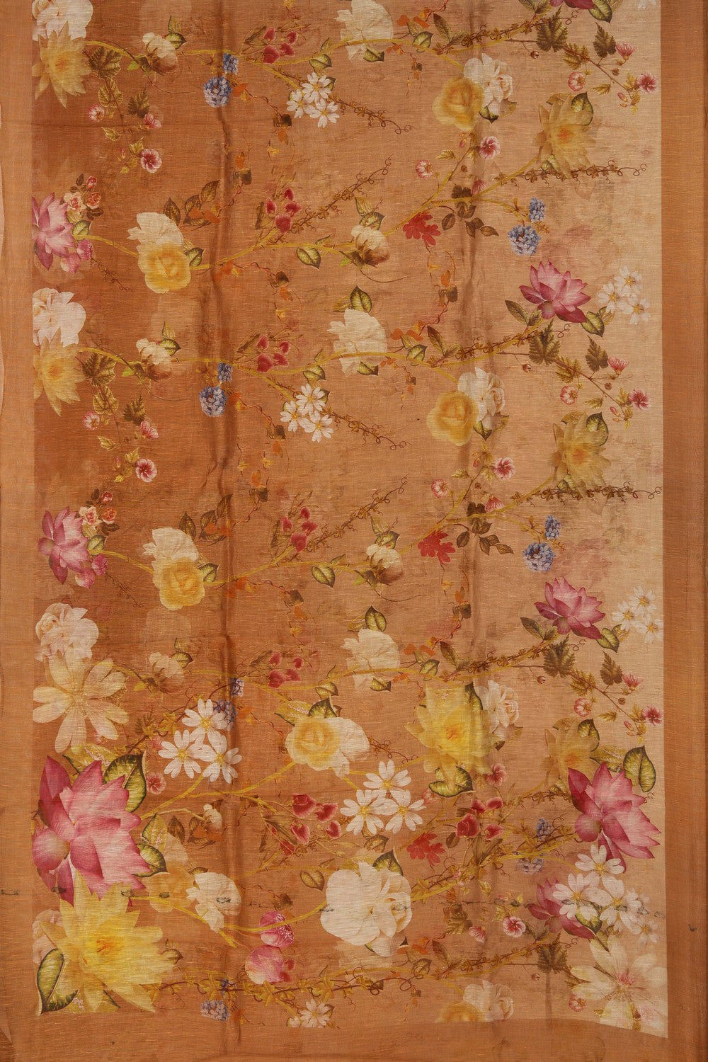 Image of A Floral Print Linen Sare